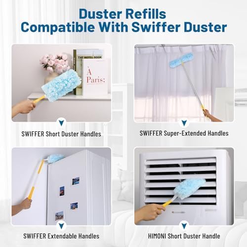 Duster Refill for Swiffer Duster Refill，360 Dusters Heavy Duty Refills, Multi Surface Disposable Duster Kit Unscented for Home, Office, Furniture (60 Count + 2 Handle)