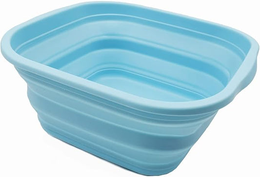 SAMMART 5.5L (1.4 Gallons) Collapsible Tub - Foldable Dish Tub - Portable Washing Basin - Space Saving Plastic Washtub (Sea Angel, 1)