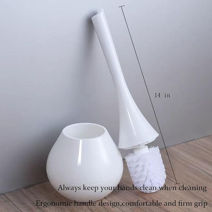AORTULL White Bathroom Decor Toilet Brush and Holder Set,Modern Toilet Bowl Brush Household Cleaning Brush for Bathtub