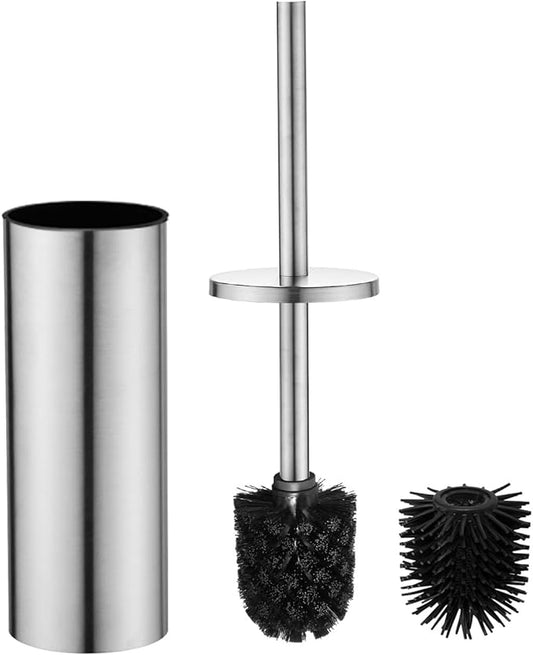 Toilet Bowl Brush Stainless Steel Toilet Brush and HolderSet Toilet Cleaning Brushes Toilet Brushes Holders Toilet Scrubber Brush Accessories to Clean (Brushed)