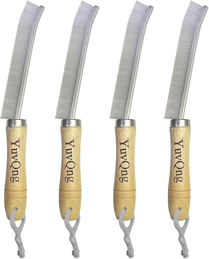 YuvQng 4-Piece Set Crevice Cleaning Brush - Multifunctional Hard Bristle Cleaning Brush for Bathroom, Kitchen, Window, Faucet, Toilet & Grout - Durable Household Cleaning Tools Essentials (Silvery)