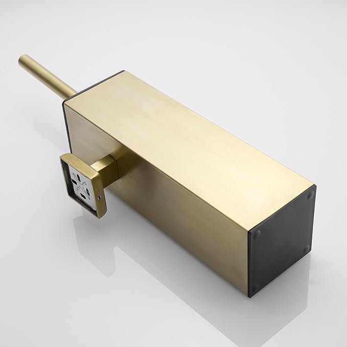 AIREMOEN Toilet Brush Set - Brushed Gold, Wall-Mounted Holder, Cleaning Brush Head, and Splash Guard