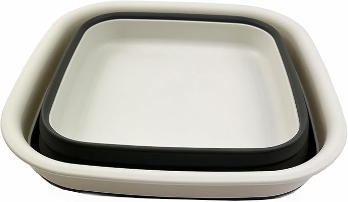 SAMMART 8L (2.1 Gallon) Collapsible Tub - Foldable Dish Tub - Portable Washing Basin - Space Saving Plastic Washtub (Grey/Washed Black)