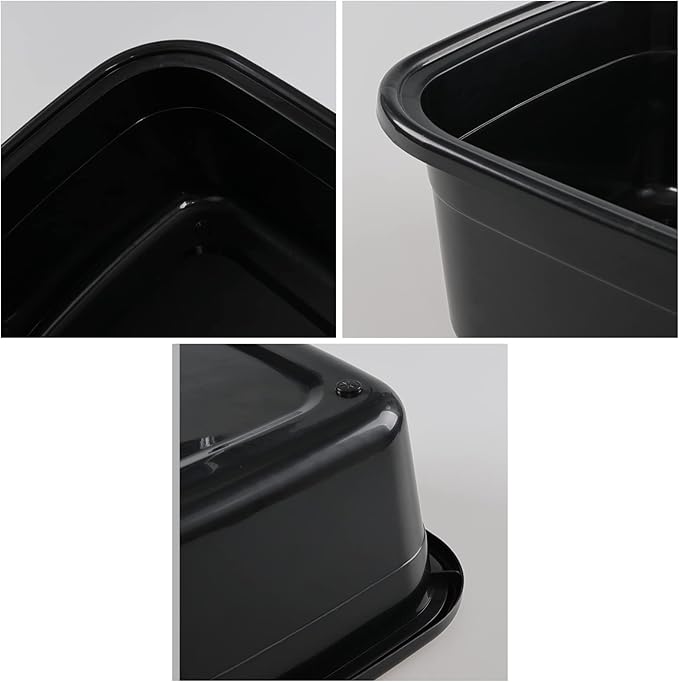 Ramddy 2 Pack 18 Quart Plastic Washing Basin Tub, Black Rectangle Dish Pan