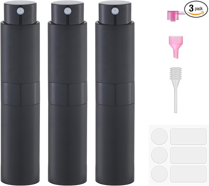 Perfume Atomizer Travel Bottle Refillable: Cologne Sprayer Portable for Men - Mini Spray Empty for Refill - 8ml Small Size Black
