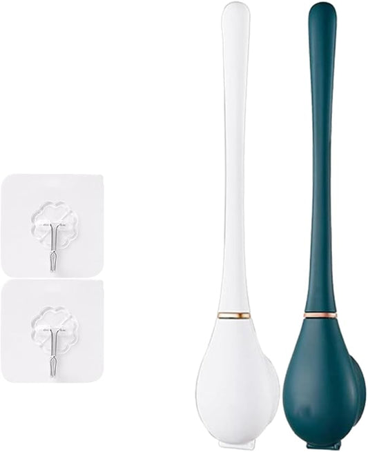 2025 New Modern Flexible Silicone Toilet Caspa for Home，Silicone Toilet Bowl Brush & Holder Set, Wall Mounted Cleaning Kit with Dispenser, Flexible & Hygienic Bathroom Scrubber for Home (#A+B)