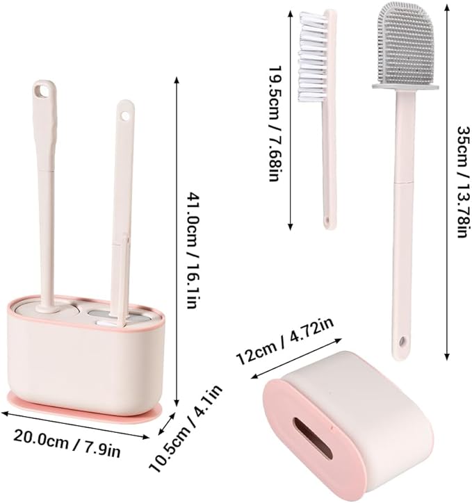 MOUMOUTEN Toilet Brush Set, Bathroom Accessories, Toilet Bowl Cleaners, Deep Cleansing Multifunctional Hanging Toilet Brush Set for Bathroom(Cherry Blossom Pink)