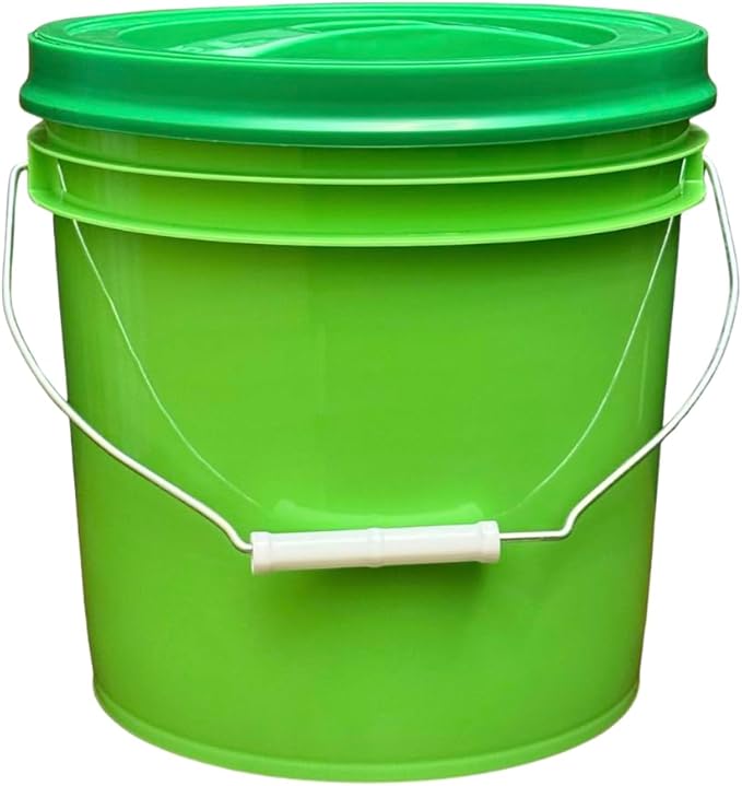 House Naturals 2 Gallon Food Grade - BPA Free Made in USA Buckets Lime Color pails with Screw On Gasket Lids (4, Lime - Green lids)