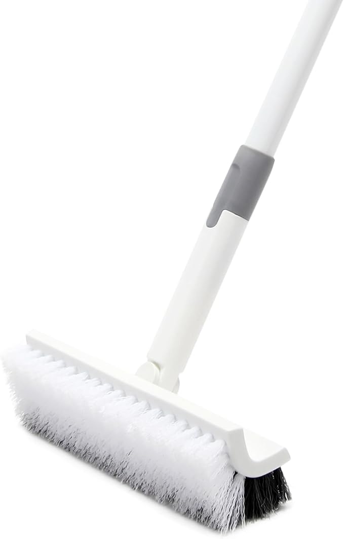 Scrub Brush Floor Brush with Long Handle,Double-Sided V-Shaped Scrub Brush，Shower Floor Scrubber for Cleaning, Tile Scrub Brush with Stiff Bristles, 52'