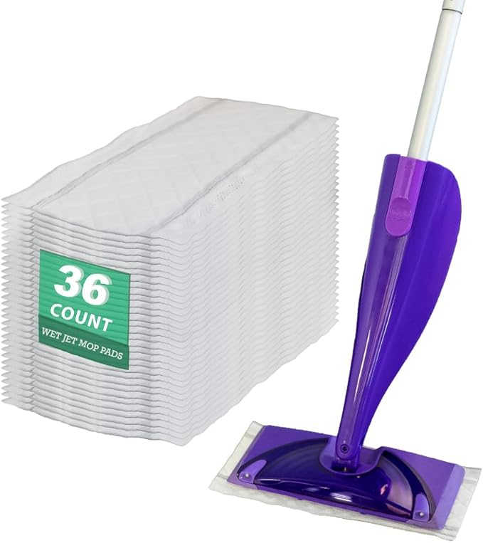 Home Harmony Basics Wet Jet Refill Pads, 36 Count, Compatible with Swiffer WetJet Mop, Disposable Spray Mop Pad Refills, WetJet Replacement Pads, Eco-Friendly (Packaging May Vary)