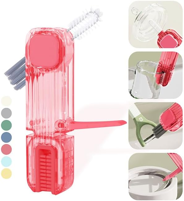 VIDONIO 4 in 1 Cup Lid Gap Cleaning Brush, Multifunctional Insulation Bottle Cleaning Tools, Mutipurpose Tiny Silicone Cup Holder Cleaner, Home Kitchen Cleaning Tools