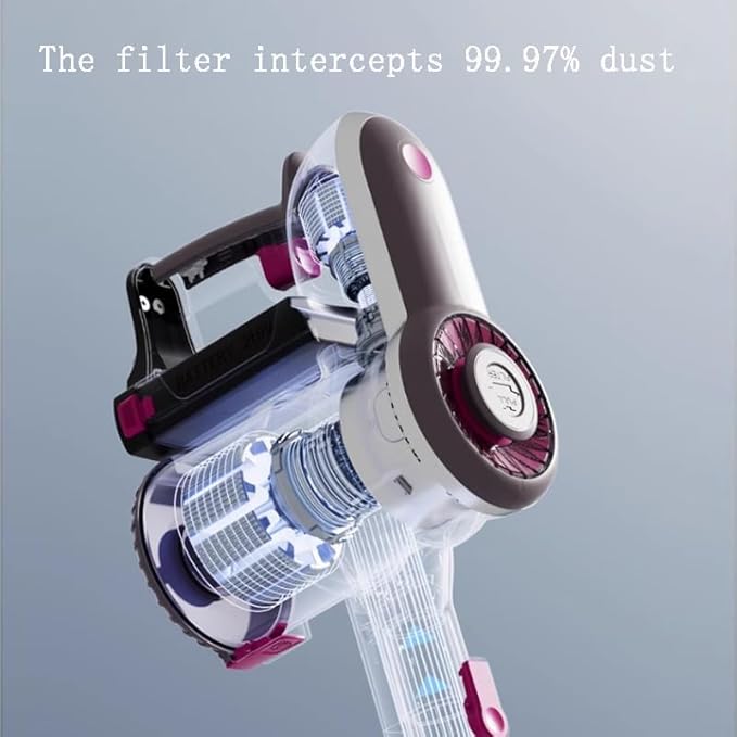 Half Scale Cordless Vacuum Cleaner, Lightweight Stick Vacuum with Powerful Suction, Runtime, Self-Standing, Rechargeable Vacuum Cleaners for Home Hardwood Floor Carpet Pet Hair 2500mAh Battery