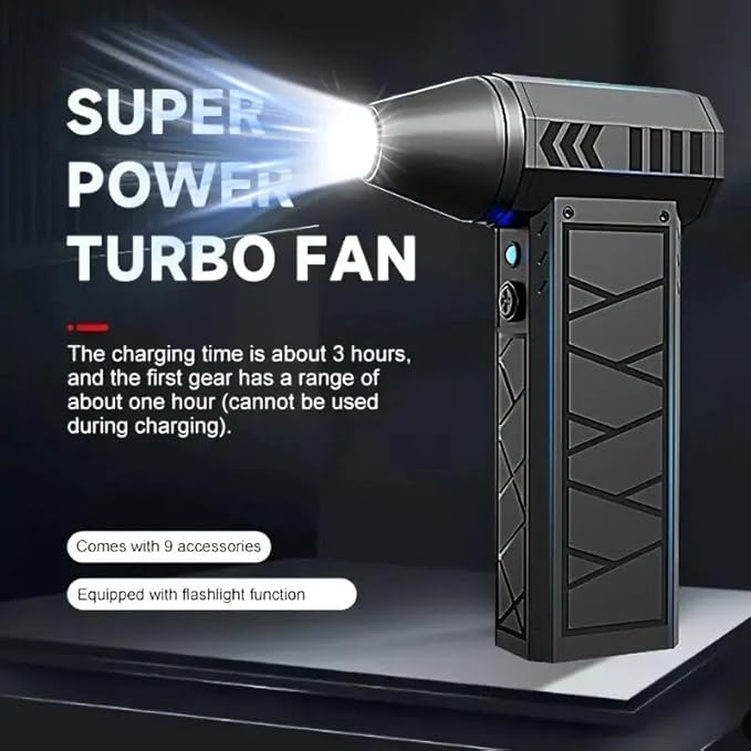 Compressed Air Duster-130000RPM Powerful Electric Air Duster with LED Light, 4 Gear Adjustable-Durable Blower -Rechargeable Cordless Duster for PC, Keyboard, Car, Outdoor, Home and Leaves Clearing