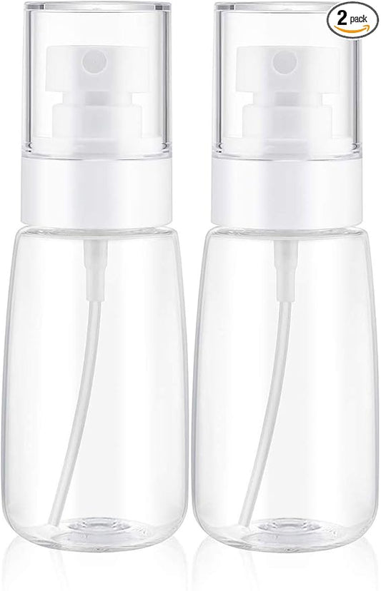 Spray Water Bottle Hair Mister, Fine Mist Stylist Sprayers 360 Empty Small Misting Spritzer, Perfume Atomizer with Pump Clear Containers 2PCS/2oz