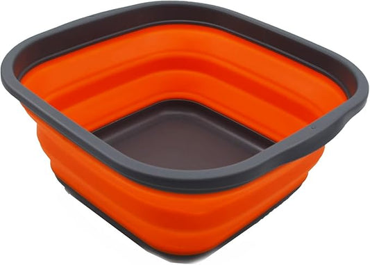 SAMMART 5.5L (1.4 Gallons) Collapsible Tub - Foldable Dish Tub - Portable Washing Basin - Space Saving Plastic Washtub (Grey/Orange)