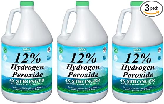 Nature's Freedom 12% Hydrogen Peroxide, Food Grade H2O2 and Purified Water Only, 3 Gallons Solution