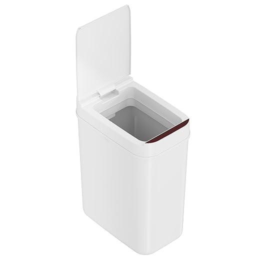 iTouchless 3 Gallon Bathroom Sensor Trash Can, 10 Liter Slim Touchless Automatic Small Garbage Bin with Lid, Narrow Smart Motion Control Commercial Waste Basket for Bedroom, Office, White