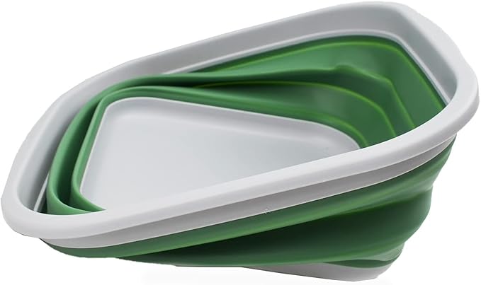 SAMMART 5.5L (1.4 Gallons) Collapsible Tub - Foldable Dish Tub - Portable Washing Basin - Space Saving Plastic Washtub (Grey/Dark Sea Green, 1)