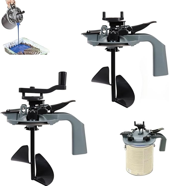 2 PCS 1L Paint Can Mixing Mate Lid Kit with Pour Spout and Mixing Blade, Universal Paint Shaker, for Stirring, Storing and Pouring, with Hand Crank