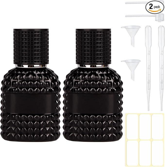 2 Pack Refillable Spray Perfume Bottles, 30ML Thick Glass Empty Perfume Bottles, Perfume Atomizer Travel Cologne Sprayer Bottles