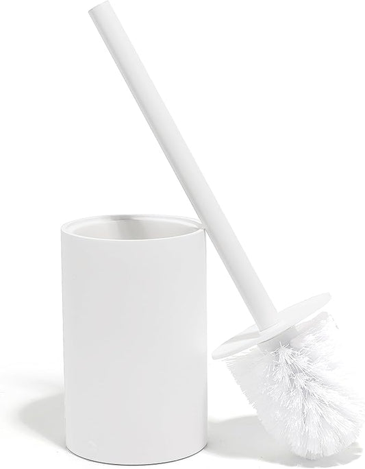 Yew Design Matte White Toilet Bowl Brush for Bathroom with Holder - Bathroom Cleaner Scrubber with Sleek Design, Sturdy, and Durable Bristles