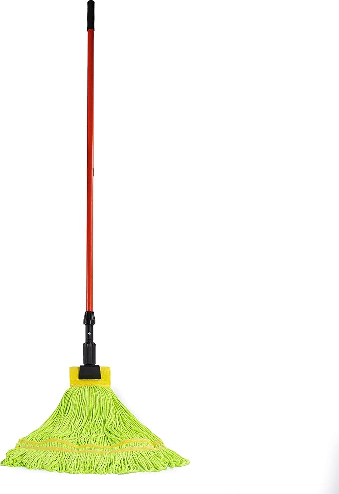 Matthew Cleaning Microfiber String Mop Heavy Duty Commercial Wet Mop Head Replacement,Excellent Absorbency,Premium Launderability,Reusable for Home,Commercial and Industrial Use(Green,6Pack)