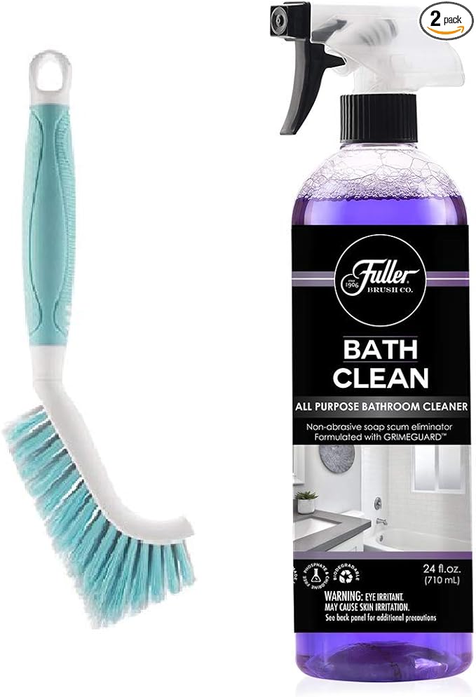 Fuller Brush BathClean 24 Fl Oz Bottle Bundle with Premium Tile & Grout Brush