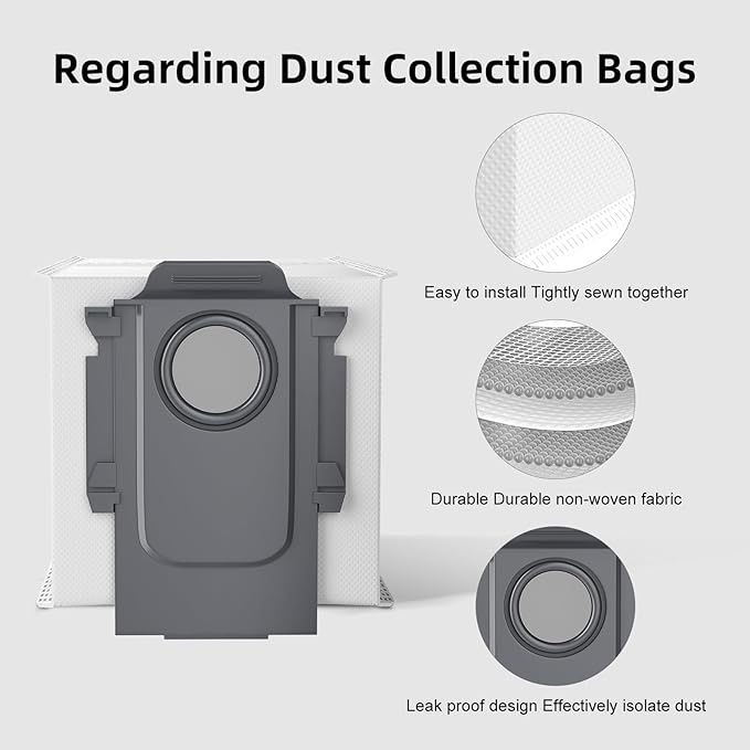 8 Pack Vacuum Dust Bags Replacement Compatible with Roborock S8+, S8 Pro Ultra, Q7 Max+/Max, Q5 Max+, Q8 Max+, S7 Pro Ultra, Q5, Q5+, Q5 Pro+, Q7, Q7+, S7 Max Ultra Vacuum Accessories
