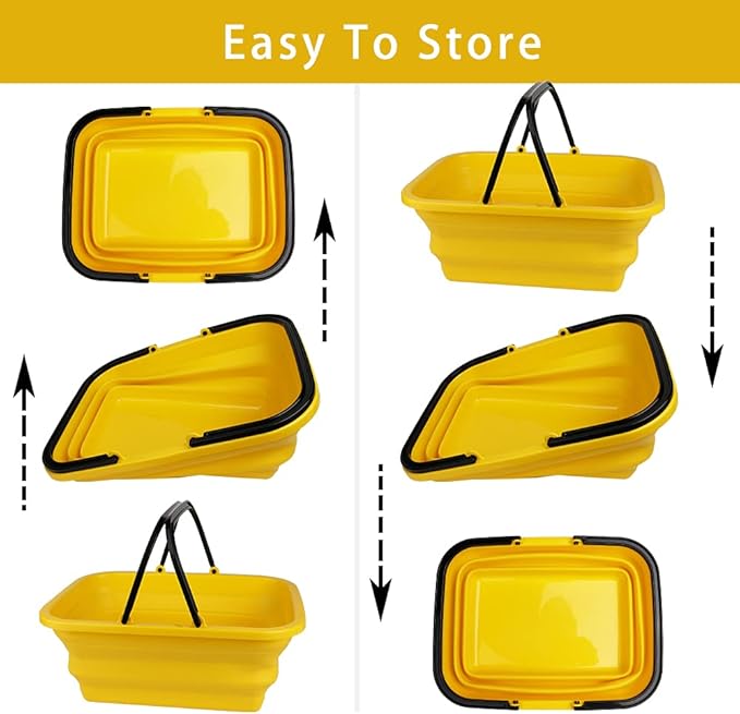 Collapsible 10L Wash Bucket for Car Washing, Kitchen, Picnic, Dishes and Person During Camping, Hiking and Home