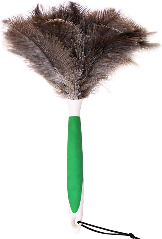 Lycbayn Genuine Ostrich Feather Duster 16 Inch Reusable Fluffy Soft Car Blind Baseboard Cleaner Handheld Dust Brush Washable for Home Office Cleaning Supplies