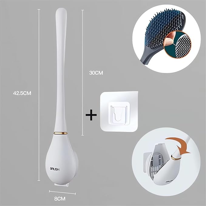 Modern Flexible Silicone Toilet Caspa for Home 2025 Silicone Toilet Wand Bowl Brush and Holder Cleaning Set Wall Mounted Rubber Bathroom Toilet Scrubber Bowl Cleaner Brushes with Dispenser (Green)