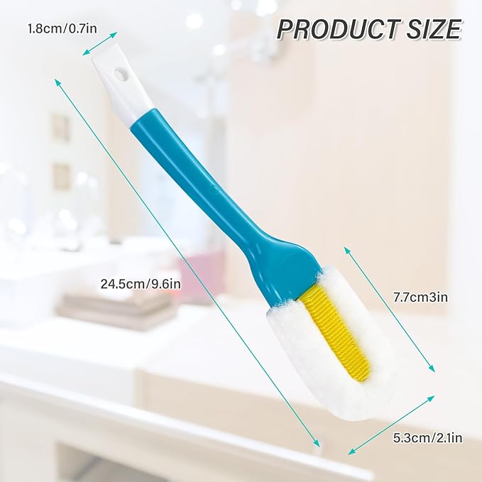 Andiker Professional Cleaning Shoe Brush, Multifunctional Long Handle Shoe Brush Cleaner, Hangable Soft Bristle Shoes Cleaning Brush (Blue)