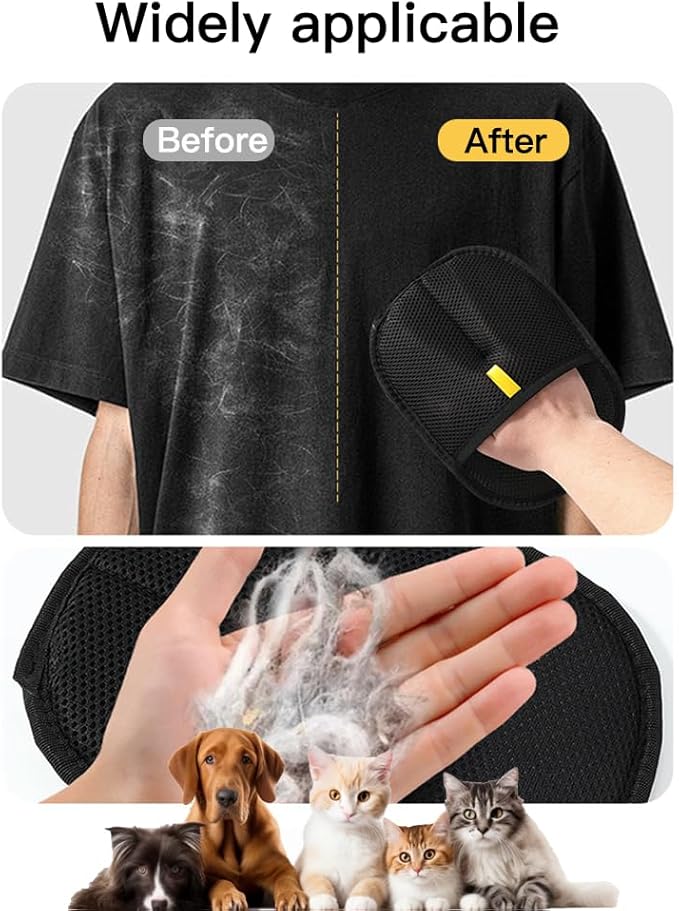 NALVIEVANA Pet Hair Removal Glove for Cats & Dogs, Reusable Electrostatic Pet Cat Dog Hair Remover Grooming Glove, Pet Hair Remover Tool for Clothing, Couch, Carpet, Car Seat (1PCS