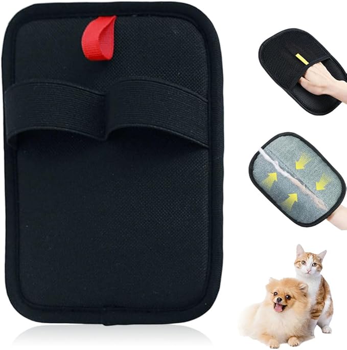 Electrostatic Gloves for Pet Hair Removal, Electrostatic Pet Hair Removal Gloves Brush for Pets Hair, Reusable Cats & Dogs Grooming Gloves for Hair Removal (Red, 1)