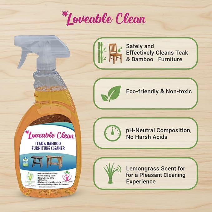EcoDecors Loveable 32 oz Spray Bottle Teak Cleaner and Loveable Protection 16 oz Teak Sealer For Outdoor Furniture