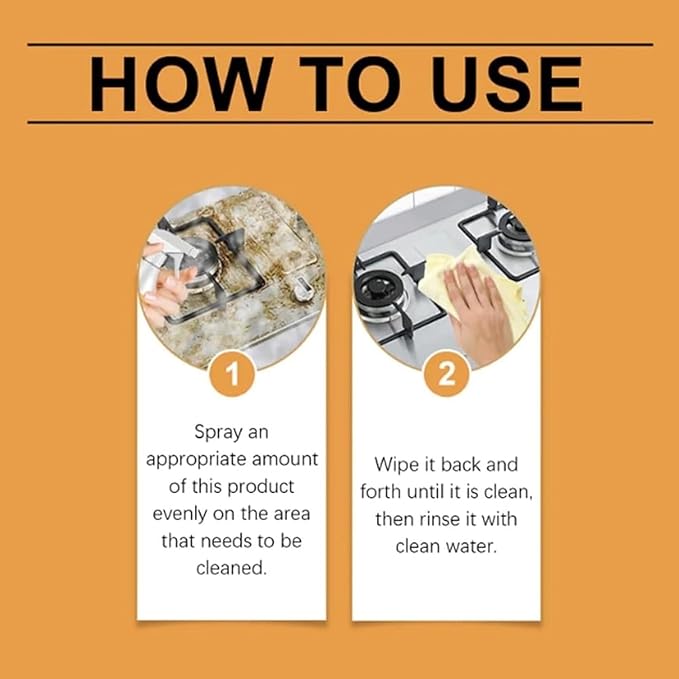 Powerful Kitchen Grease Cleaner, Powerful Clean Kitchen Oil Stains Spray, Heavy Duty Degreaser Cleaner Spray, All Purpose Heavy Oil Cleaning Agent, Kitchen Foam Cleaner Stubborn Stains Cleaner (3)
