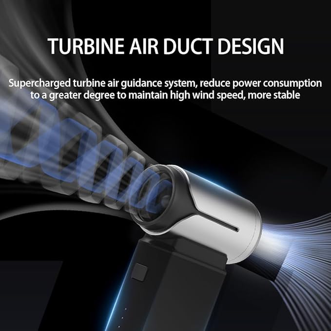 Electric Compressed Air Duster, 130,000RPM Portable Small Super Power Cordless Air Duster, Blow and Suction High Speed Air Blower Turbo Fan, Dust Blower for Computer Keyboard House Travel Outdoor Car