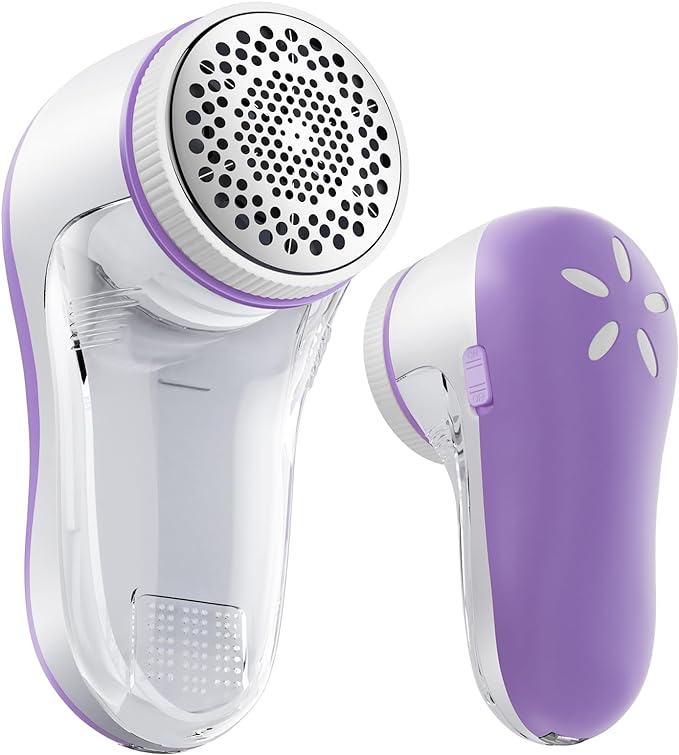 POPCHOSE Fabric Shaver, Lint Remover for Clothes, Electric Lint Shaver with 6-Leaf Blades, Sweater Shavers to Remove Pilling for Clothing, Couch, Furniture, Fuzz, Lint Ball, Bobbles, Violet Purple