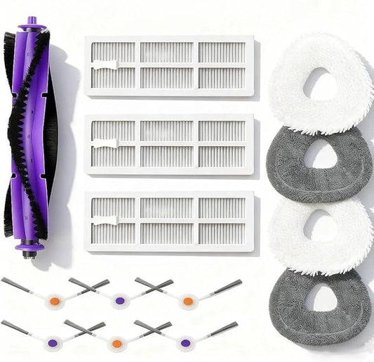 Replacement Parts Accessories Compatible with Narwal Freo Robot Vacuum 6 Side Brushes, 4 Cleaning Cloths, 3 HEPA Filters, 1 Roller Brush All-in-One Maintenance Accessories Set for Enhanced Performance