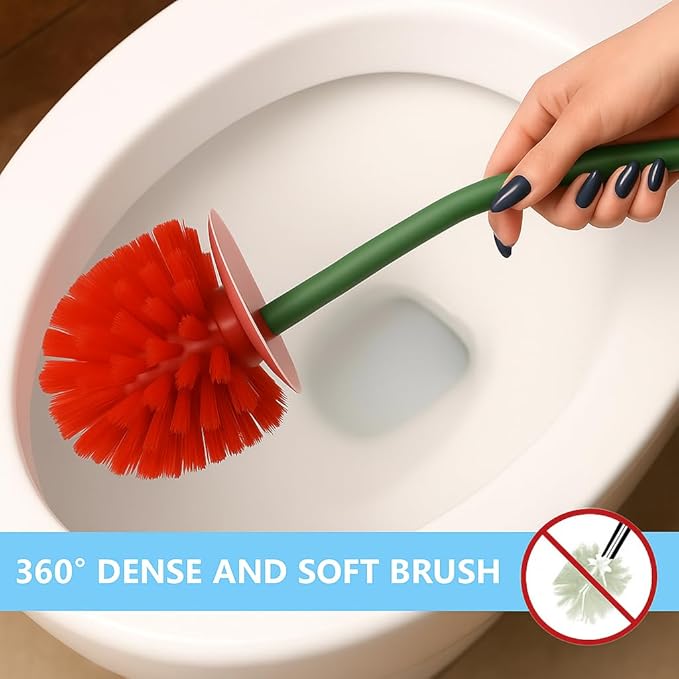 Deep & Sturdy Toilet Bowl Brush with Holder - Apple Bowl Brush - Durable Scrubbing - Toilet Cleaners - Household Essentials - Bathroom Cleaner - Cleaning Supplies - Household Supplies