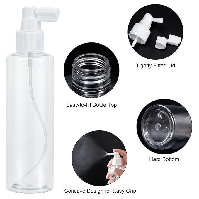 Yebeauty Clear 6 Pack 200ml/6.8oz Plastic Refillable Travel Size Spray Bottle Long Mouth Mini Spray Bottles Empty with Tight Cap for Gardening Mouthwash Small Reusable Perfume Atomizer