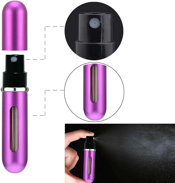 Portable Perfume Storage Bottle Refillable atomizer spray compact travel size up to 70 sprays easy refill fine mist TSA approved leak proof (Blue)
