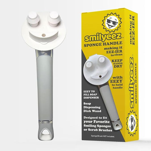 The Original Smiling Handle with Soap Dispensing for Scrub Daddy (Reg. TM) Sponge and Scrub Moji Sponge (White)
