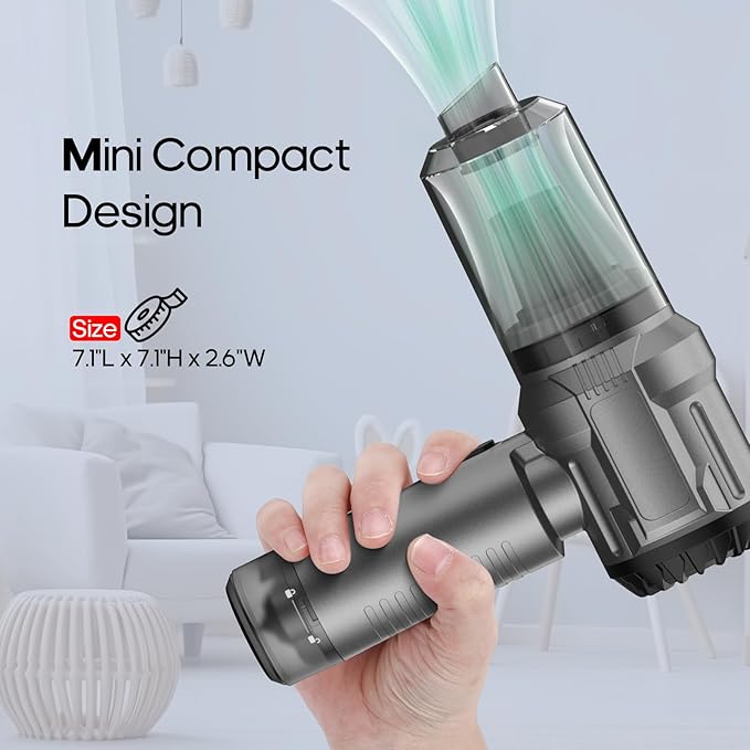 Auloea Handheld Mini Car Vacuum Cleaner, 9000Pa Vacuum Cleaner and Air Duster, 120W High Power Hand Held Vacuum with LED Light and Multi-Nozzles for Car, Home, Office, Pet /V01pro Gray