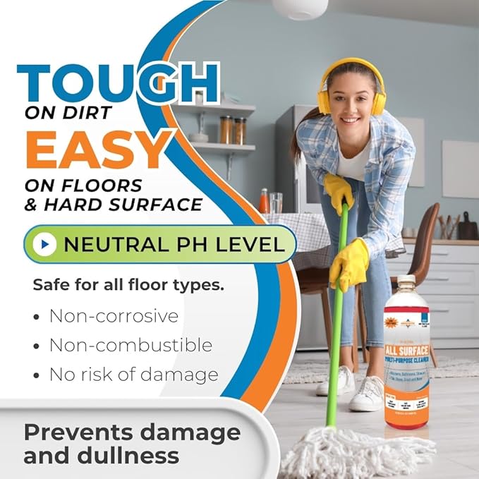 All-Surface Daily Cleaner Concentrate – pH-Neutral, Residue-Free Formula for Tile, Grout, Natural Stone, LVP, Laminate & Sealed Wood – Kitchens, Bathrooms, Showers & Floors