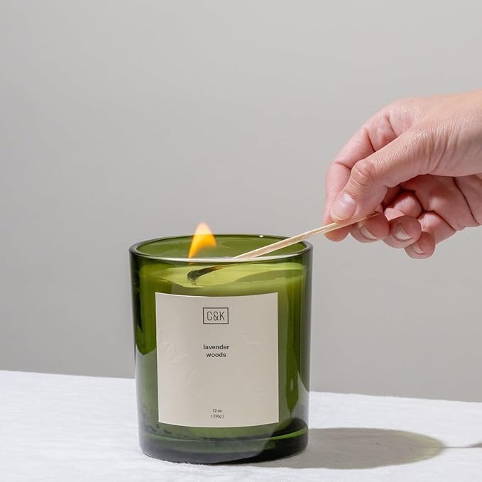 Craft & Kin Lavender Candle | 12oz Premium Lavender Woods Fall Scented Candles for Men and Women | Made with Natural Soy | Nature Collection