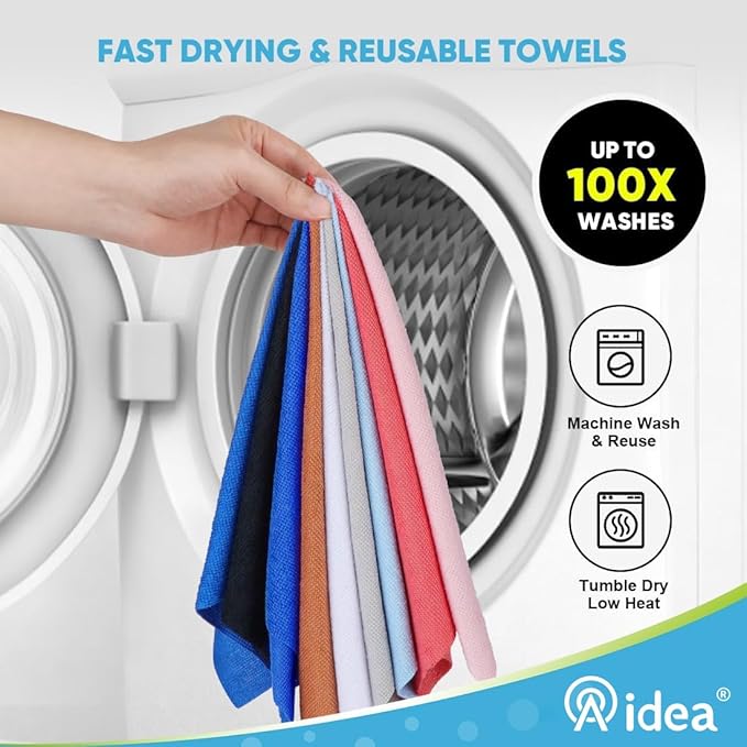 AIDEA Microfiber Cleaning Cloth Roll, Red Shop Towels 55 Sheets Washable, Microfiber Towels for Cars, Shop Rags Reusable Paper Towel for Automotive, Workshop, House, Kitchen, Cleaning Supplies11×9"