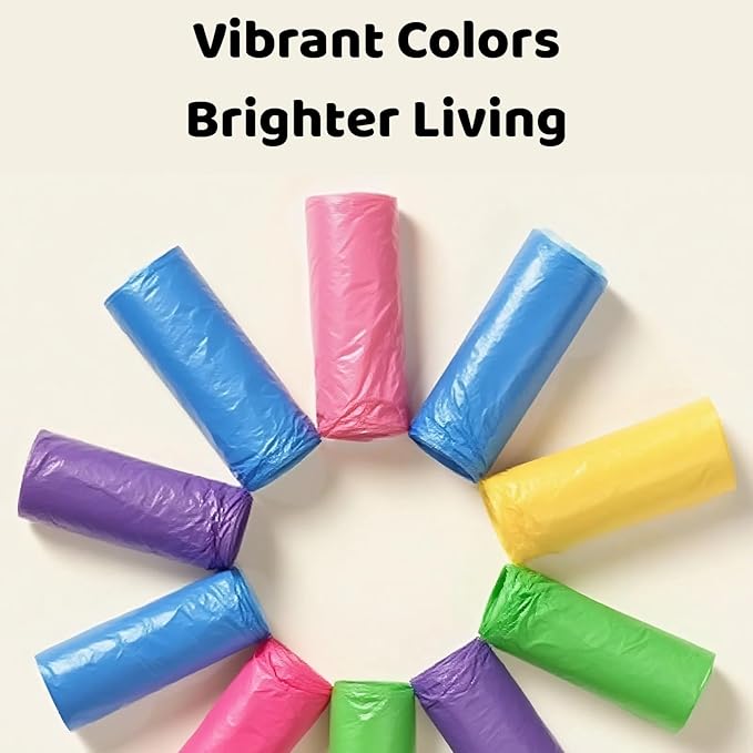 4 Gallon Small Kitchen Trash Bags – 100 Count Bathroom Colorful Flat Top Unscented Garbage Bags, Tear-Resistant Plastic Liners for Bathroom, Kitchen, Office, Bedroom, Fits 15L Trash Cans