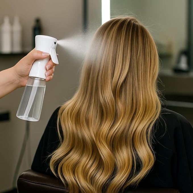 Continuous Fine Mist Spray Bottle for Hair (10.1oz / 300ml) – Ultra Fine Sprayer for Hair-Styling, Barber, Cleaning, Plants, Pets & Salons - ((Pink))