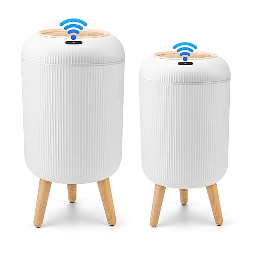 2 Pack Automatic Trash Can 12L /3 Gallon and 10L /2.64 Gallon Bathroom Trash Bin with Lid Touchless Small Smart Motion Sensor Garbage Cans for Kitchen, Bathroom,Living Room and Bedroom
